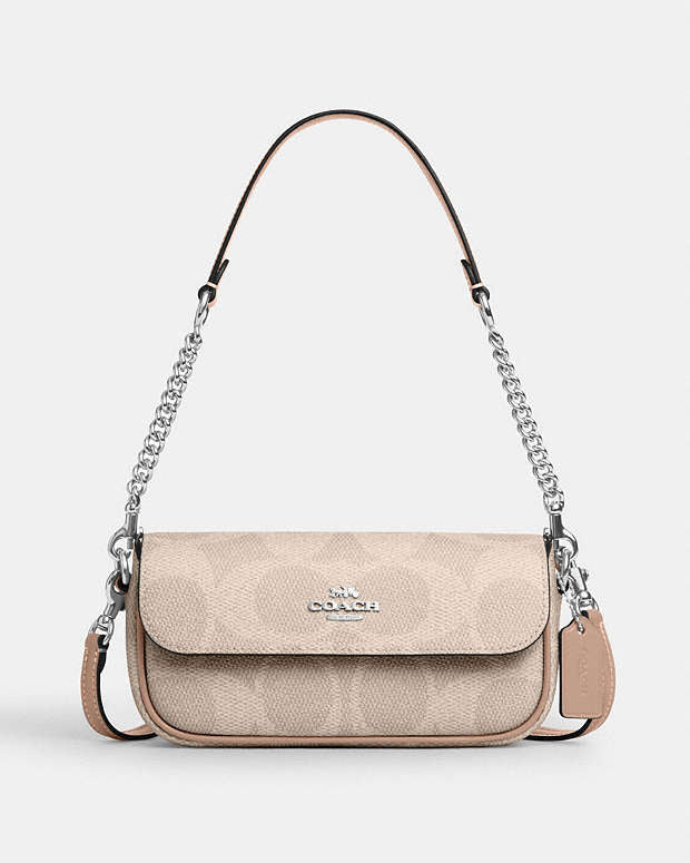 Coach Hailey Flap Bag in Signature Canvas – Sand / Taupe