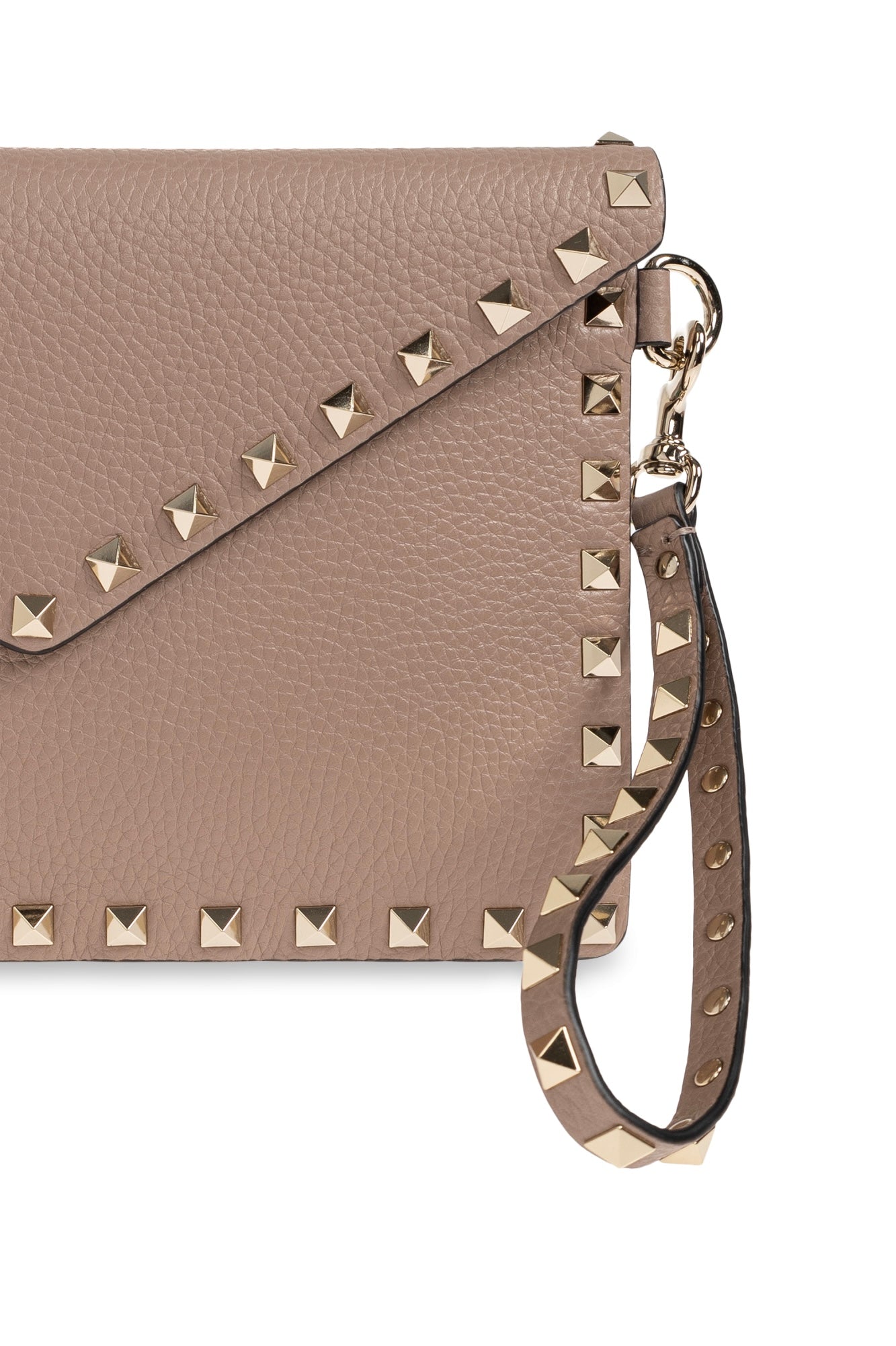 Valentino Garavani Rockstud Grainy Calfskin Pouch – Poudre