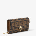 Fendi FF Diamonds Wallet On Chain in Brown FF Leather