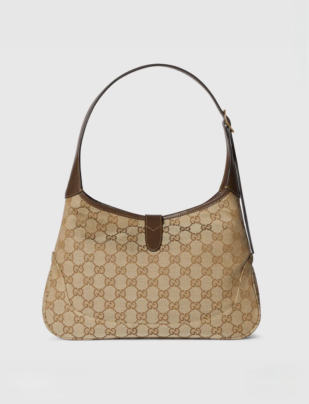 Gucci Jackie 1961 Medium Shoulder Bag in Sand and Dark Brown GG Canvas