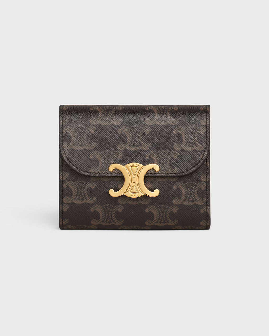 Celine Small Flap Wallet Triomphe in Triomphe Canvas – Tan