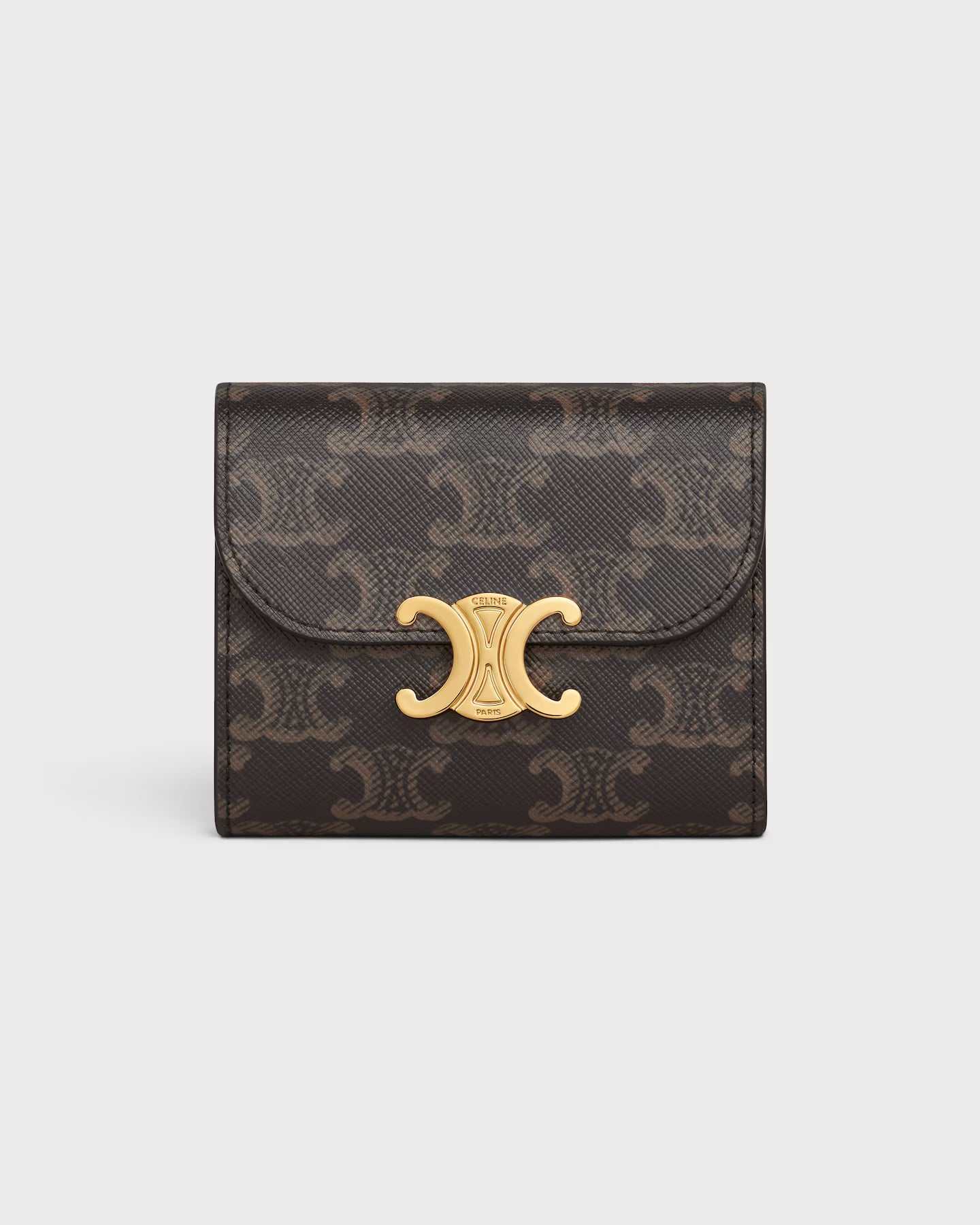 Celine Small Flap Wallet Triomphe in Triomphe Canvas – Tan