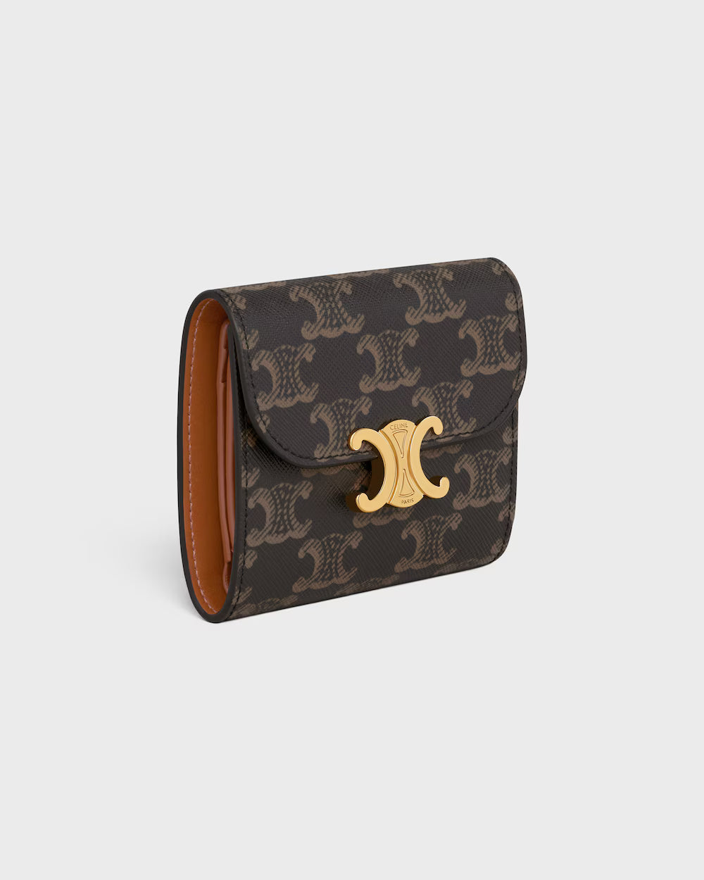 Celine Small Flap Wallet Triomphe in Triomphe Canvas – Tan