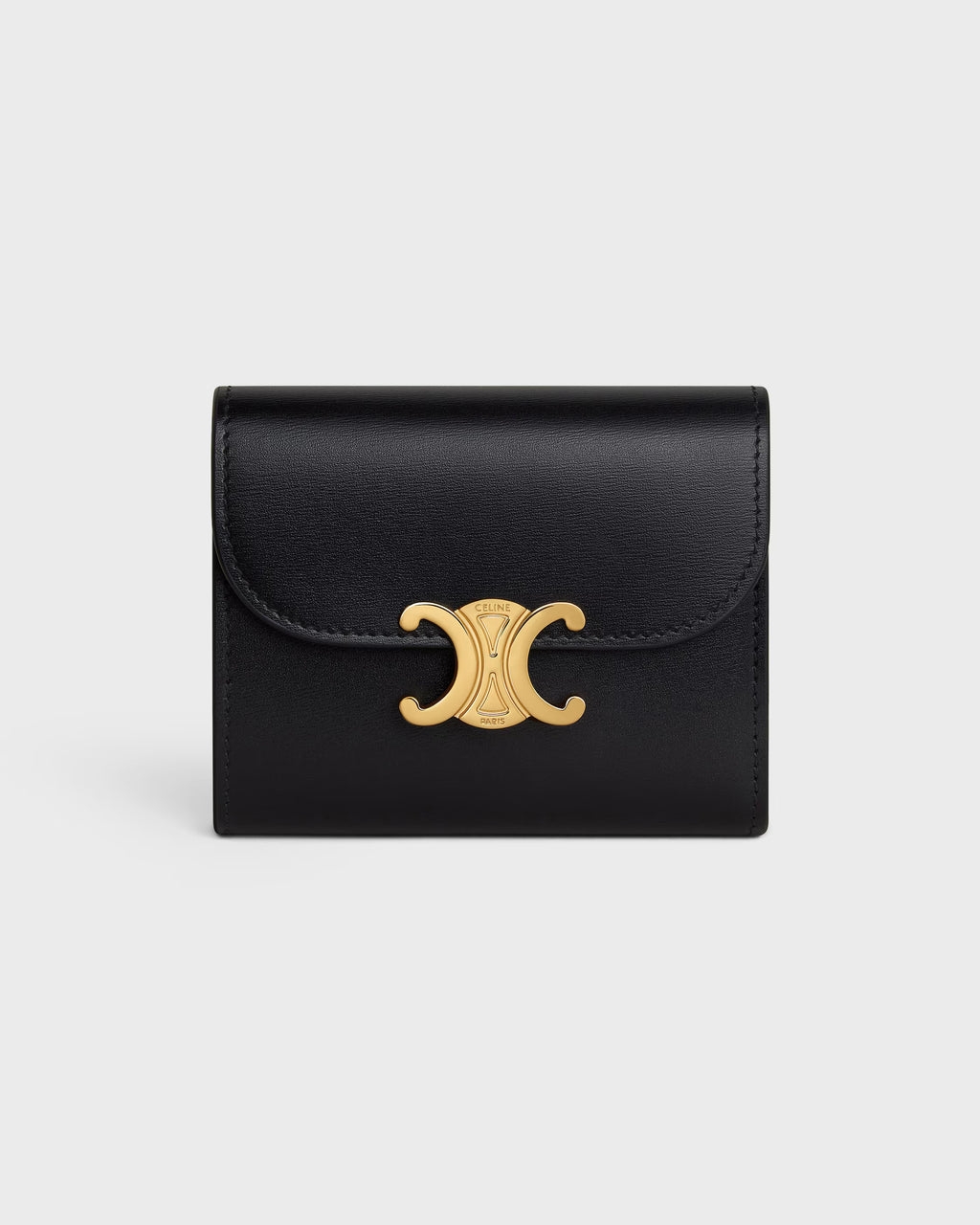 Celine Small Flap Wallet Triomphe in Shiny Calfskin – Black