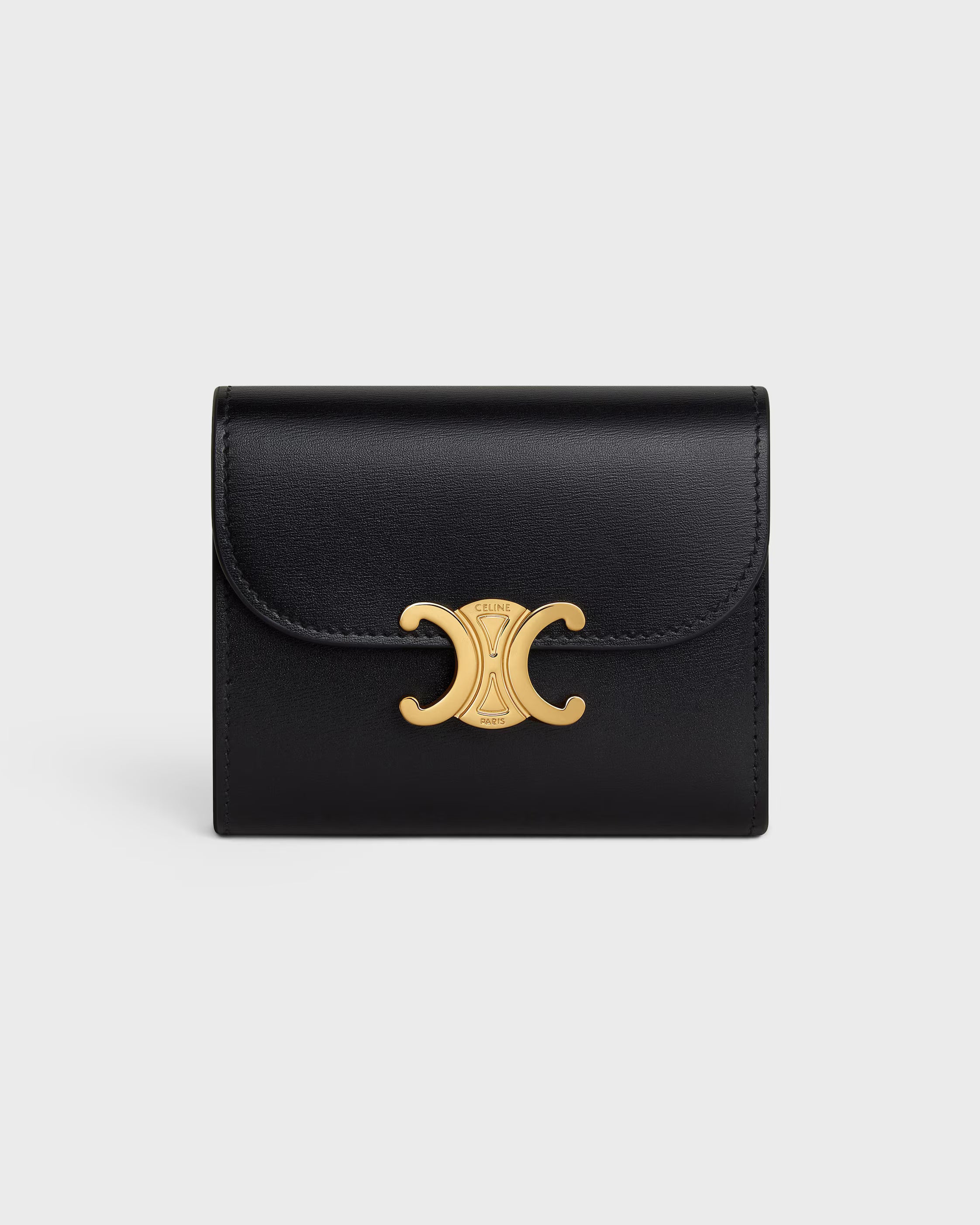 Celine Small Flap Wallet Triomphe in Shiny Calfskin – Black