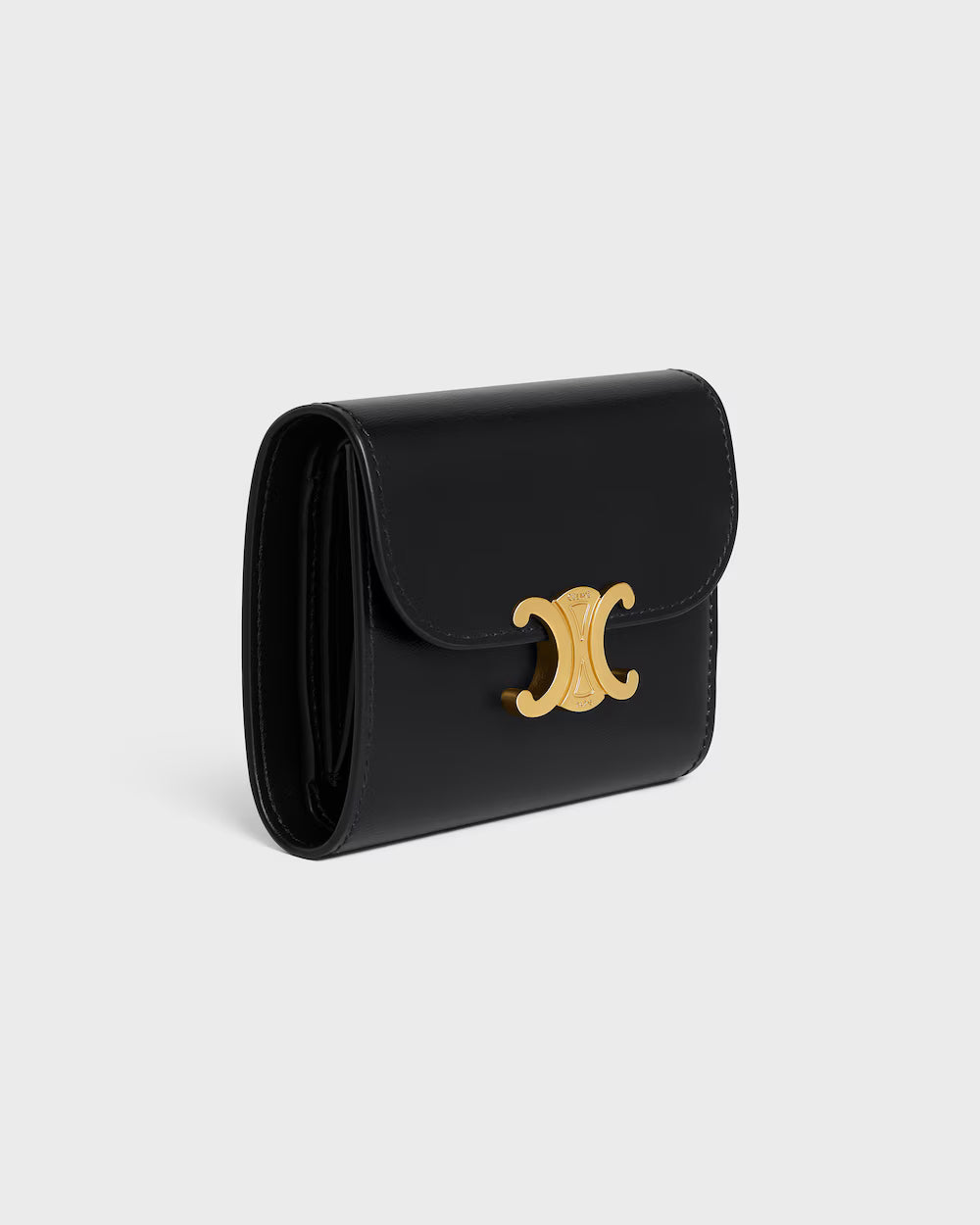 Celine Small Flap Wallet Triomphe in Shiny Calfskin – Black