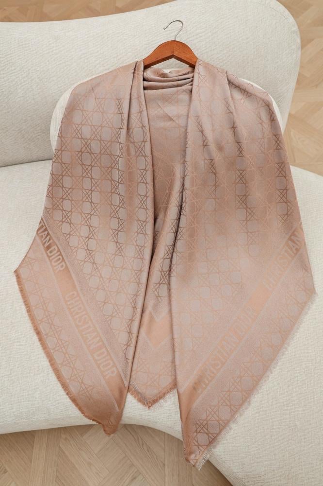 Dior Cannage squared Scarf – Rose des Vents / Ivory