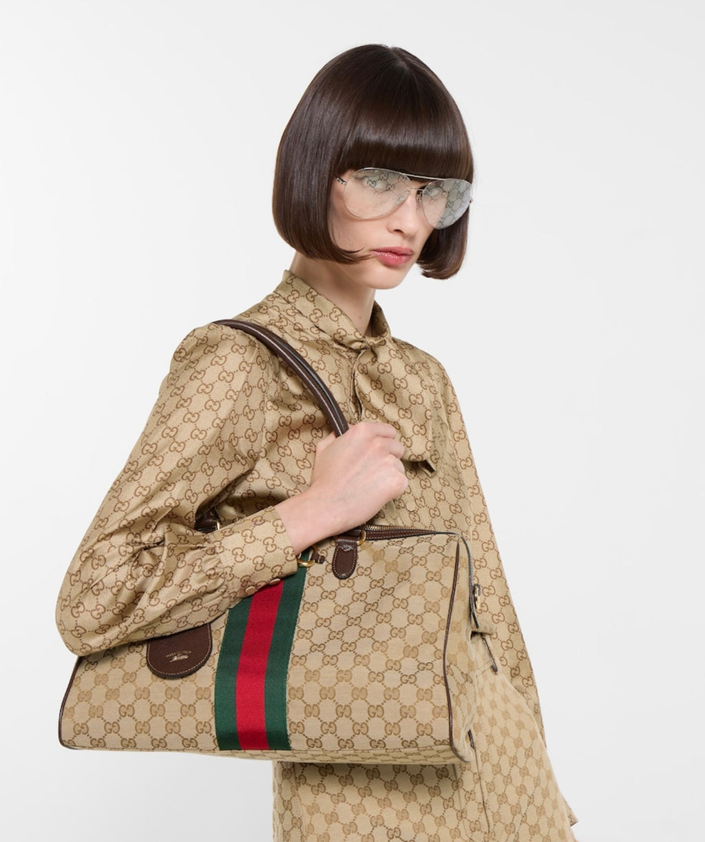 Gucci Borsetto Large Boston Bag – Sand & Brown GG Canvas