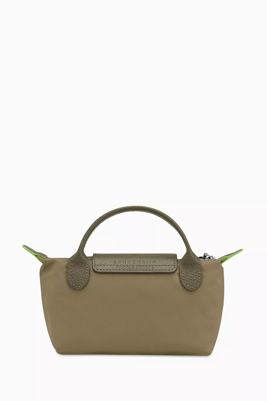 Longchamp Le Pliage Green Pouch with Handle – Artichoke with extra long strap