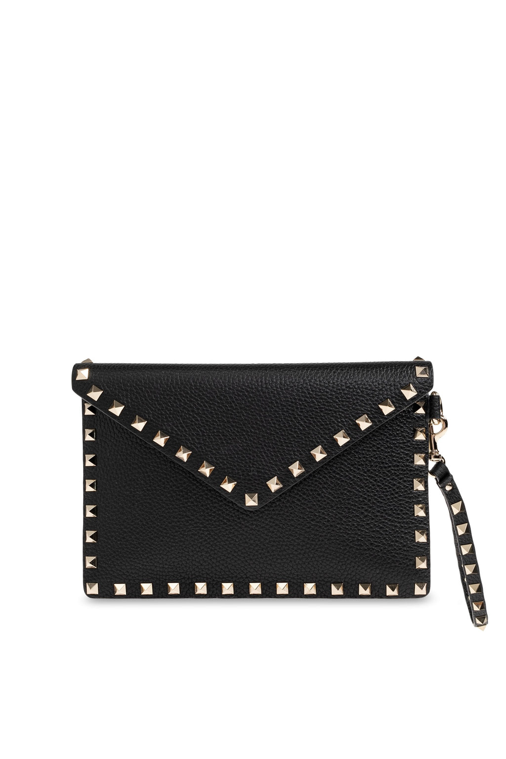 Valentino Garavani Rockstud Grainy Calfskin Pouch – Black