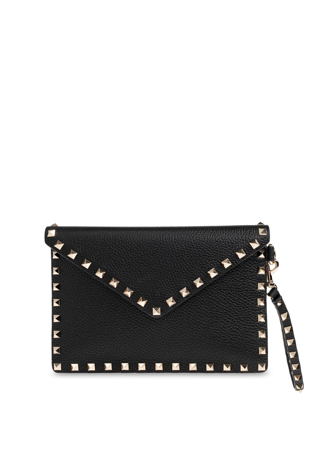 Valentino Garavani Rockstud Grainy Calfskin Pouch – Black