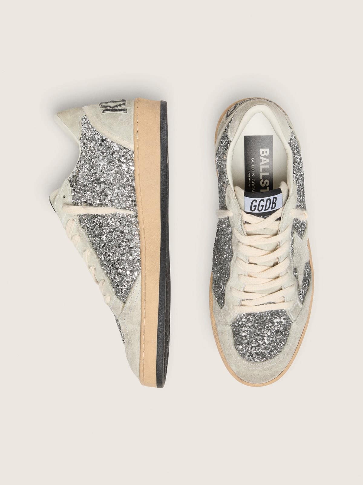 Golden Goose ball-star Silver Glitter Sneakers