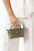 Longchamp Le Pliage Green Pouch with Handle – Artichoke with extra long strap
