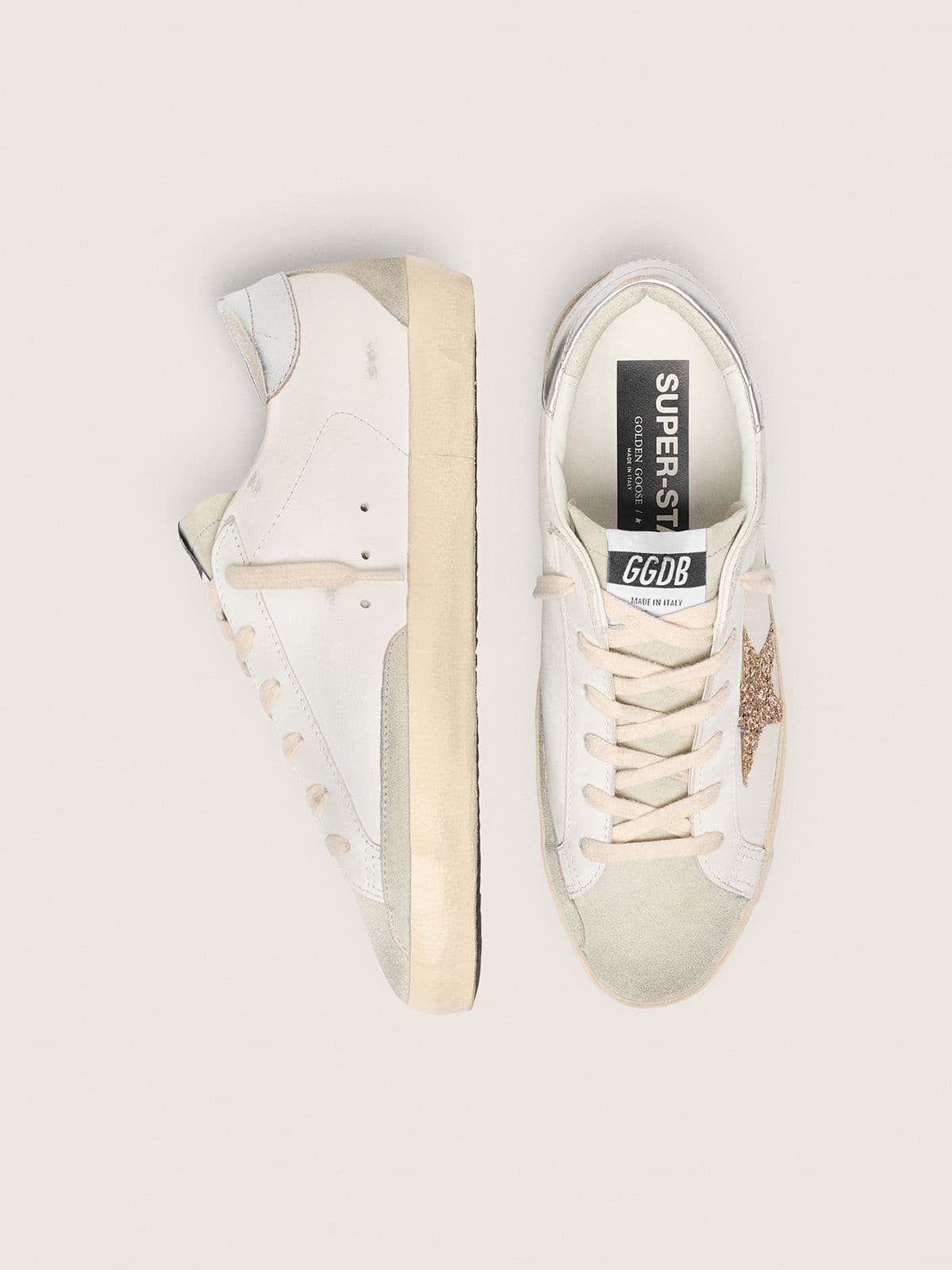 Golden Goose Super-Star Sneakers – White & Gold Glitter