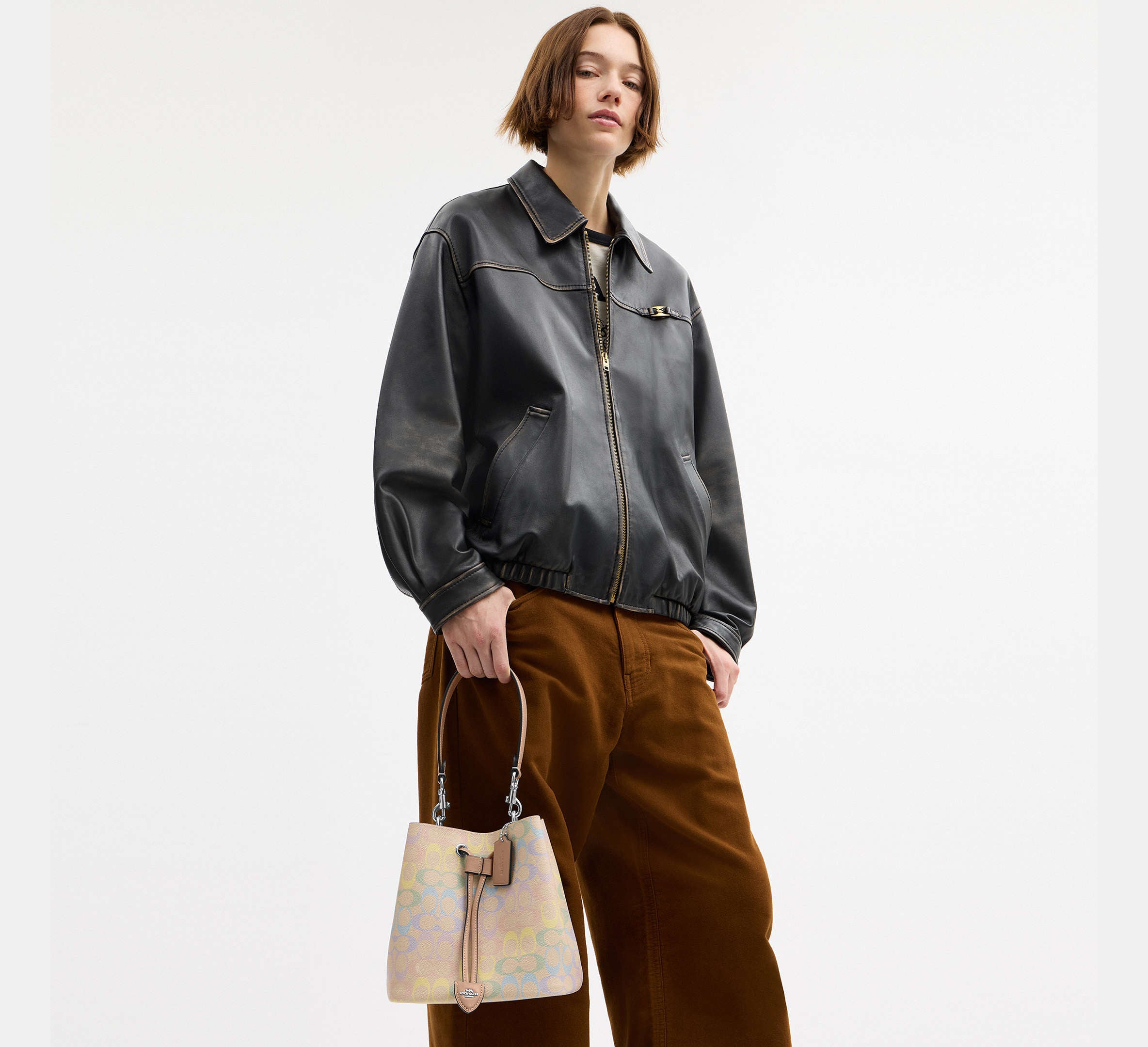 Coach Rowan Bucket Bag in Rainbow Signature Canvas