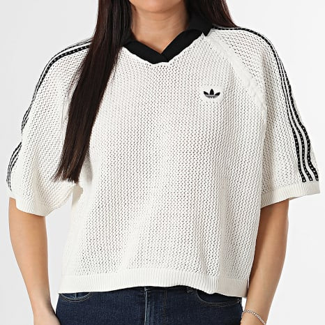 adidas Originals Knitted Crochet Polo – Off White / Black