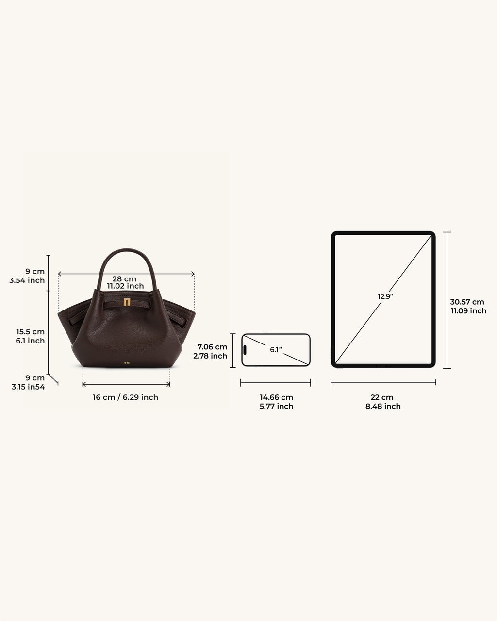 JW PEI Hana Mini Tote Bag – Dark Brown