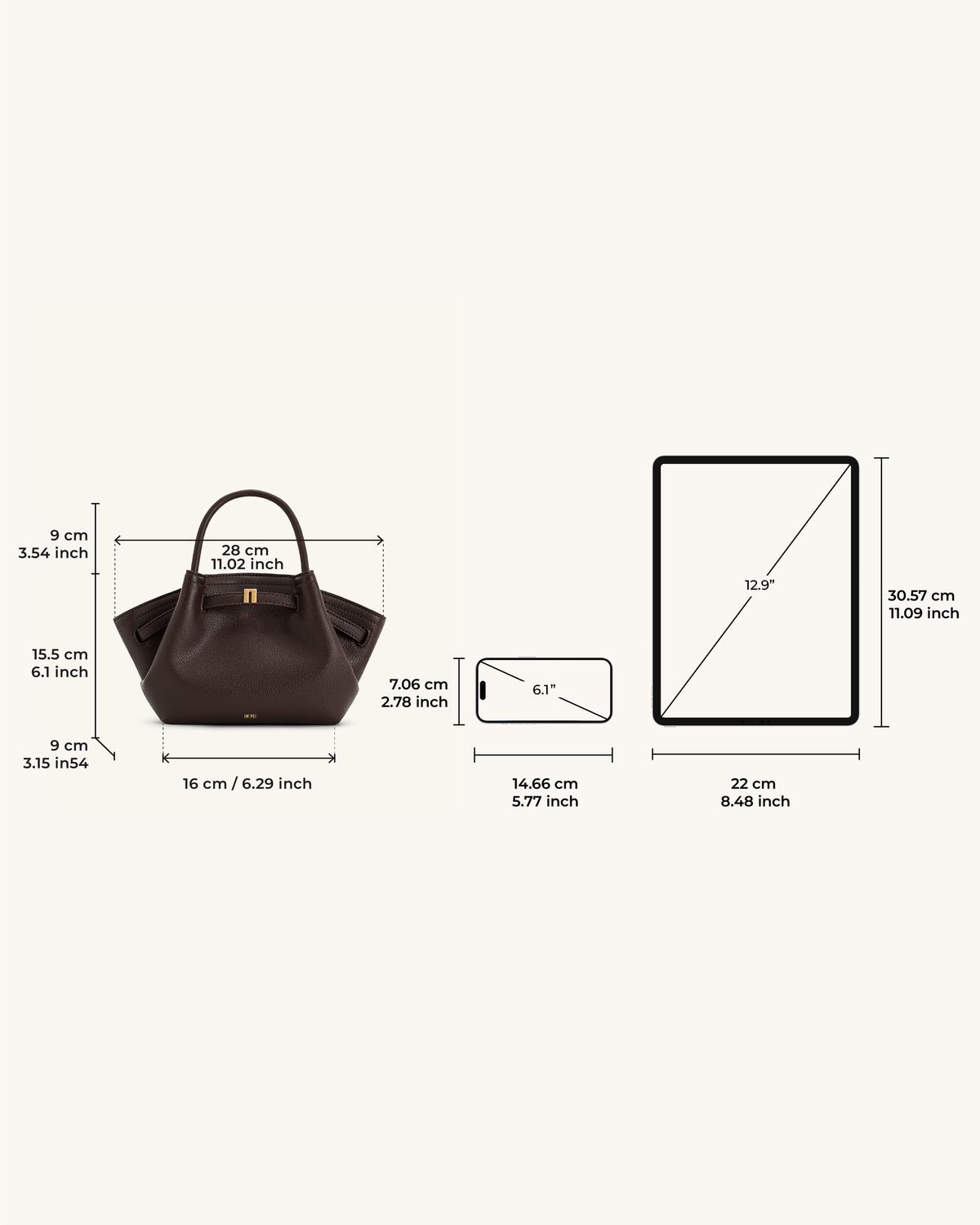 JW PEI Hana Mini Tote Bag – Dark Brown