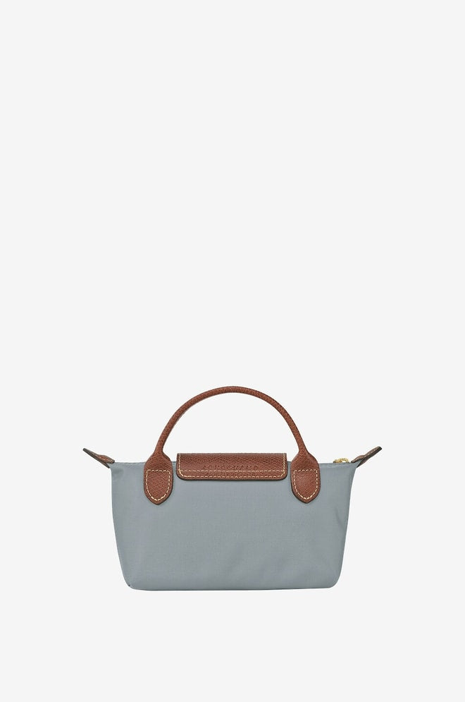 Longchamp Le Pliage Pouch with Handle – Steel with extra strap