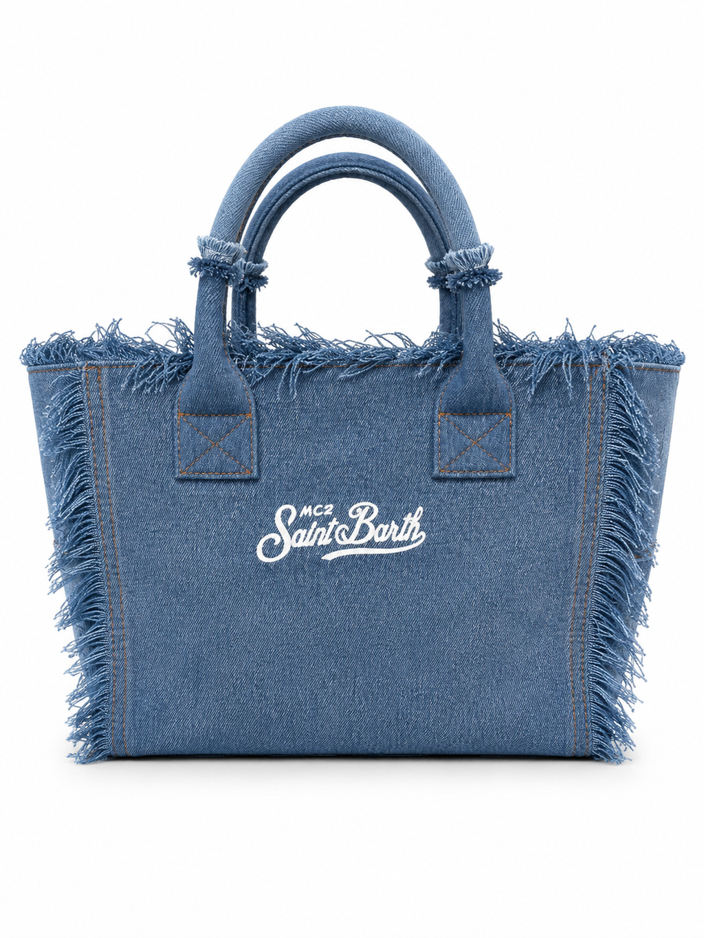 Saint Barth Denim Fringe Tote Bag – Blue