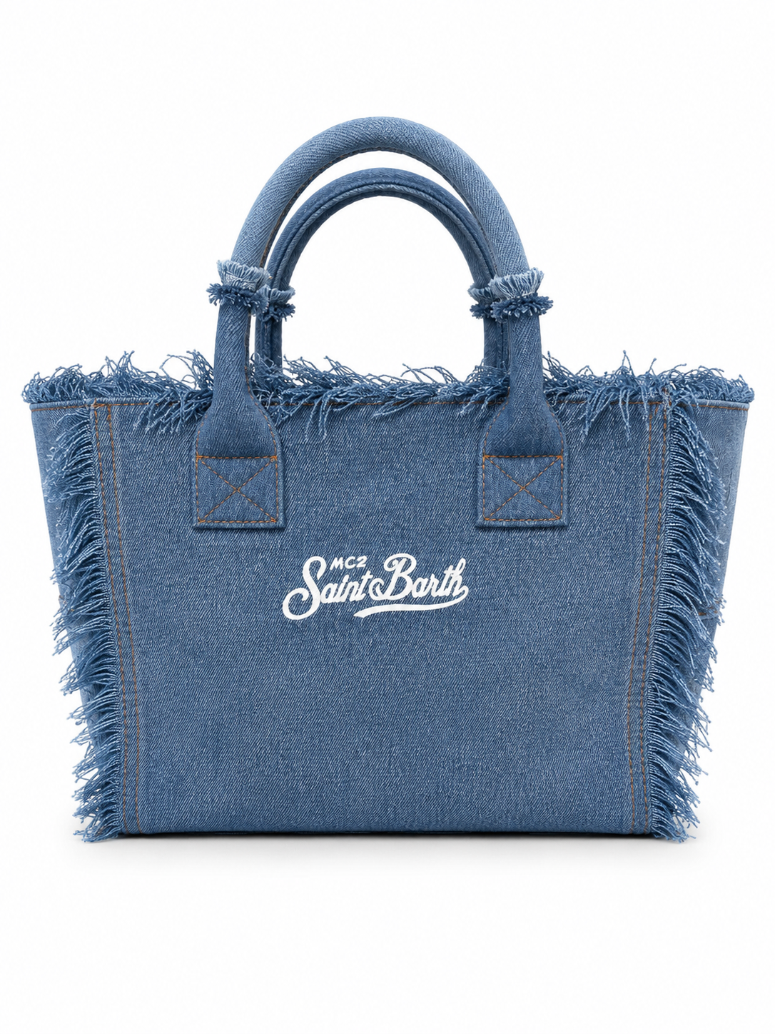 Saint Barth Denim Fringe Tote Bag – Blue