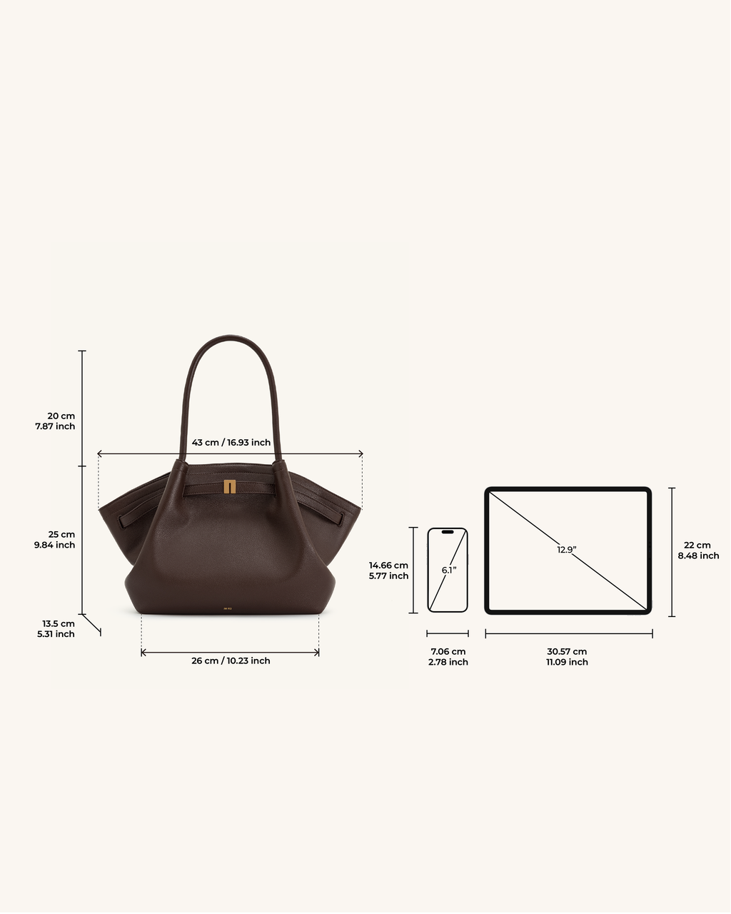 JW PEI Hana Medium Tote Bag – Dark Brown