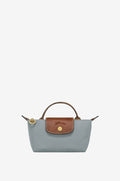 Longchamp Le Pliage Pouch with Handle – Steel with extra strap