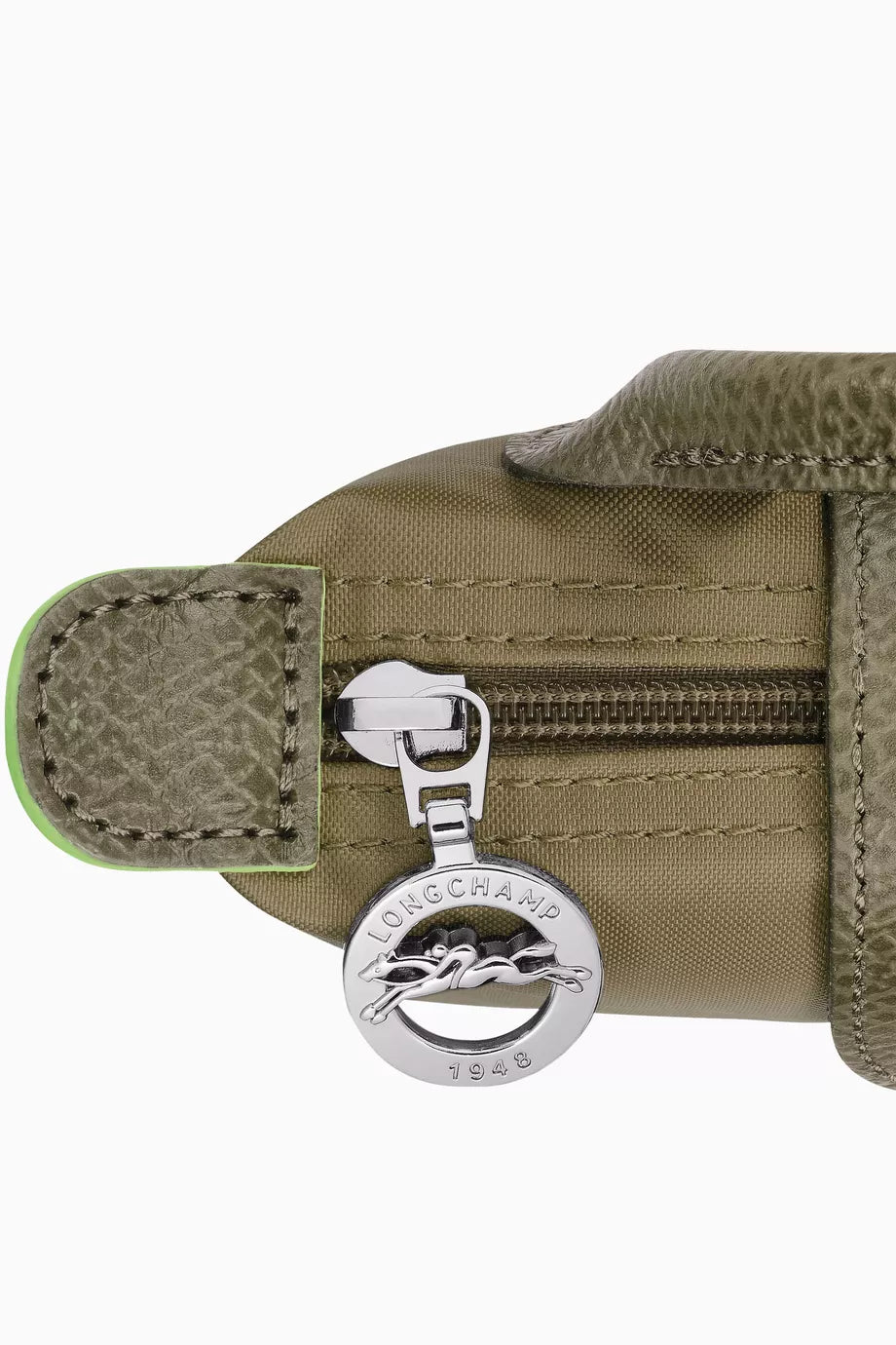 Longchamp Le Pliage Green Pouch with Handle – Artichoke with extra long strap