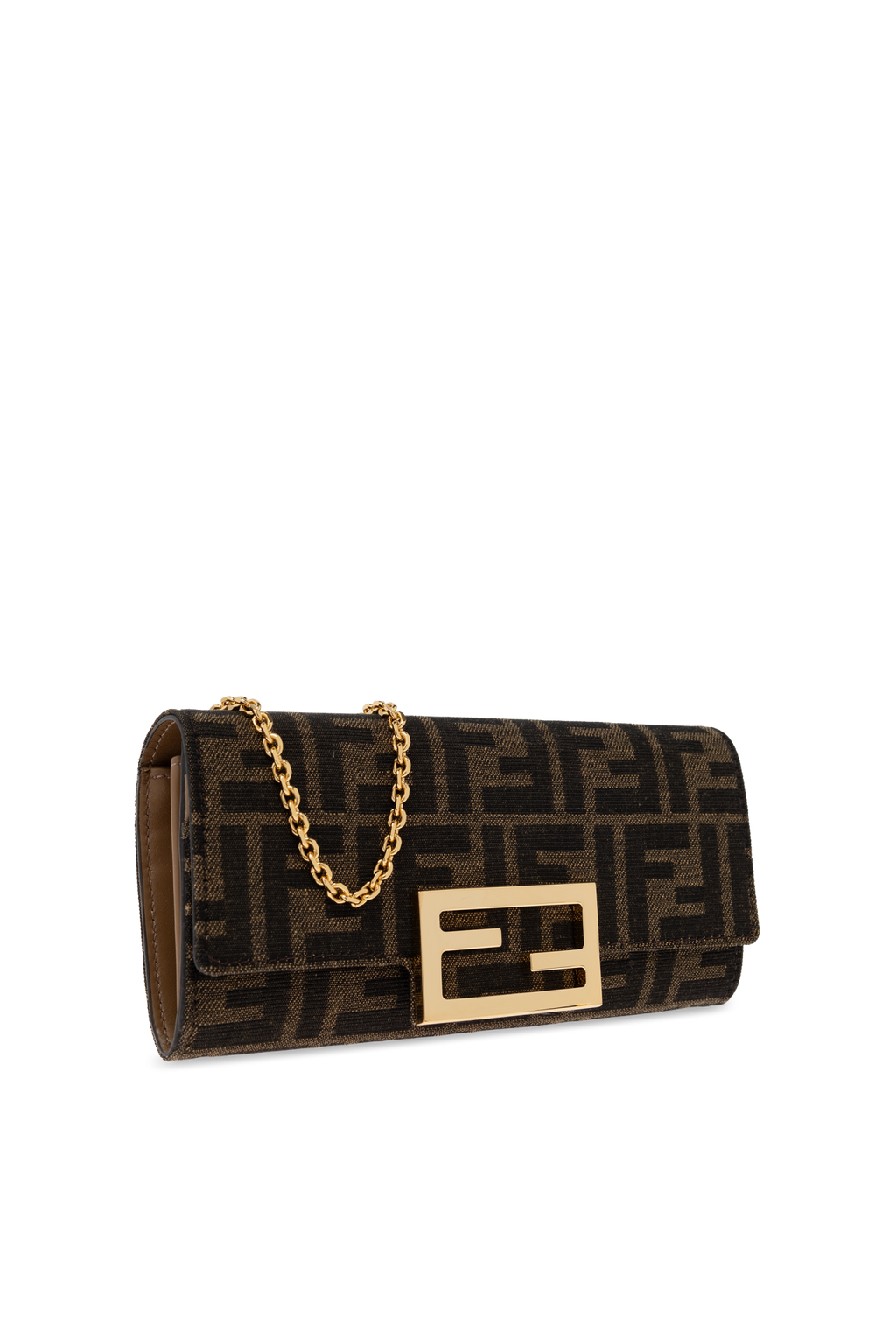 Fendi Wallet On Chain Baguette in Brown FF Jacquard