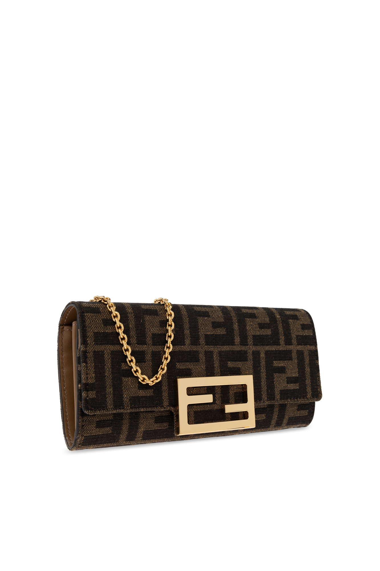 Fendi Wallet On Chain Baguette in Brown FF Jacquard