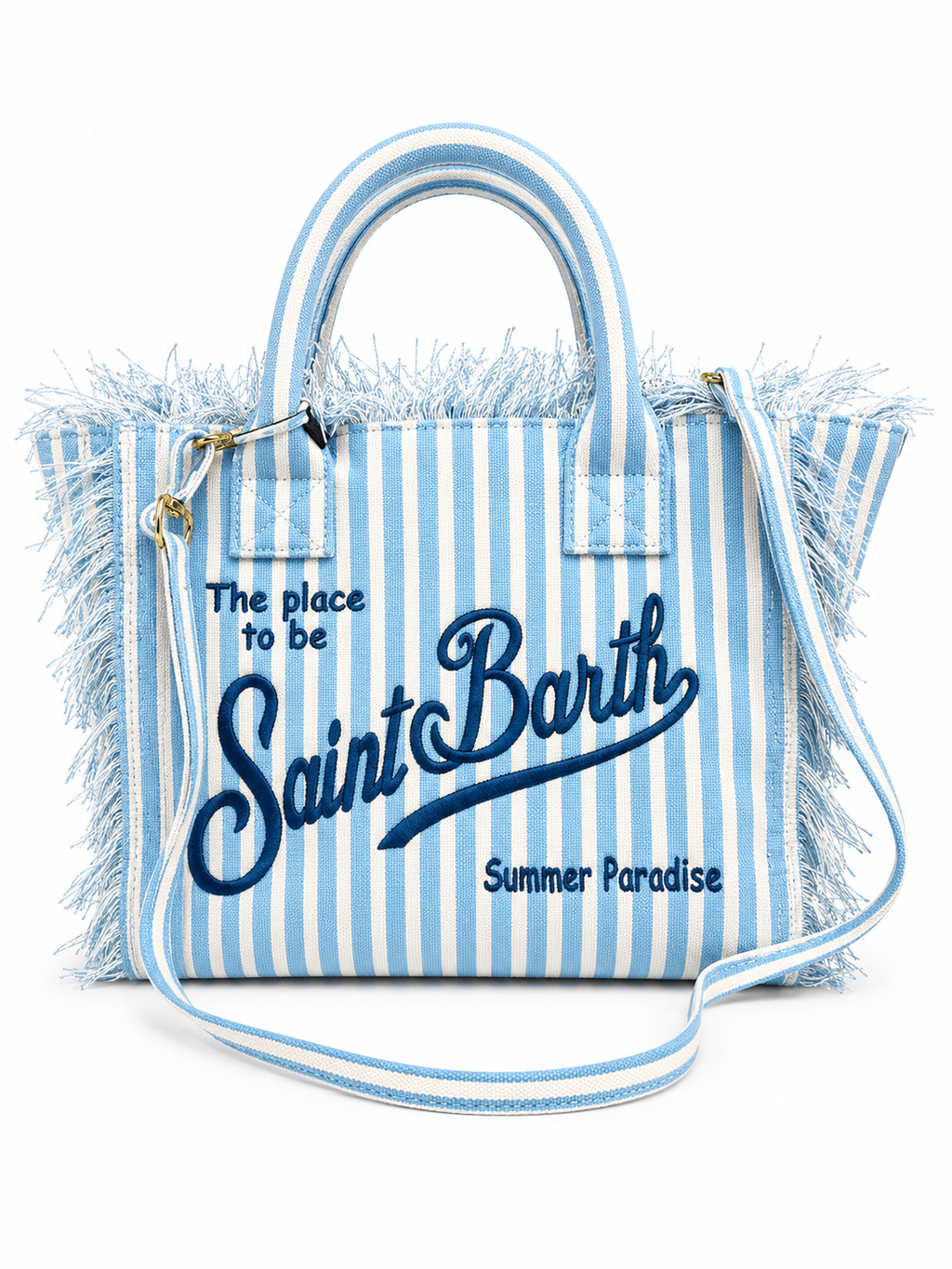 Saint Barth Striped Canvas Tote Bag – Blue & White