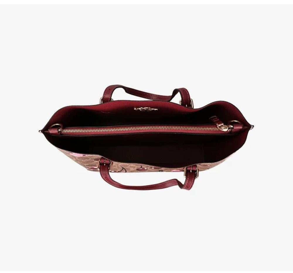 Coach Mollie Tote Bag 25 with Cherry Print – Gold/Tan Multi