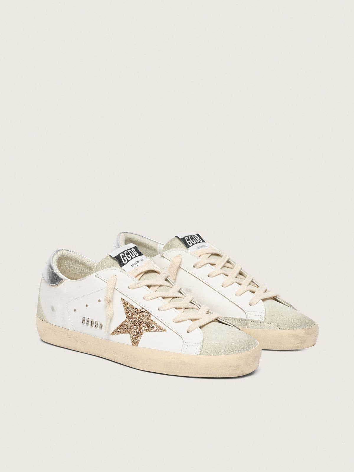 Golden Goose Super-Star Sneakers – White & Gold Glitter