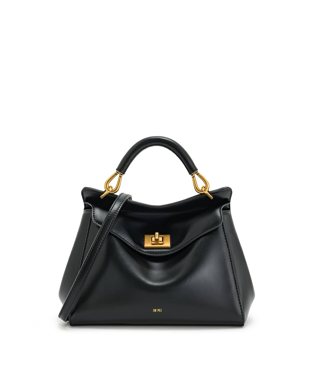 JW PEI Lucia classic top handle bag with crossbody strap in black