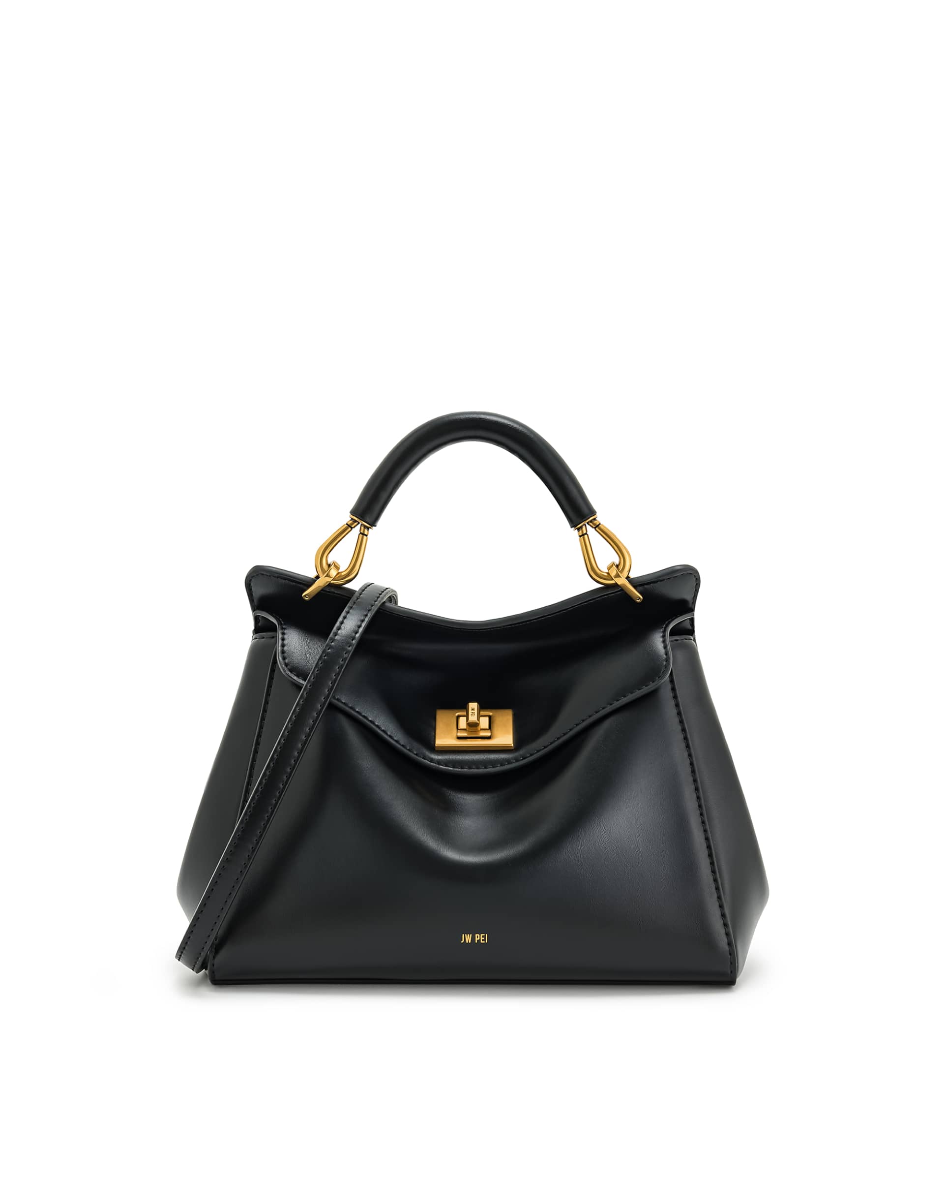 JW PEI Lucia classic top handle bag with crossbody strap in black
