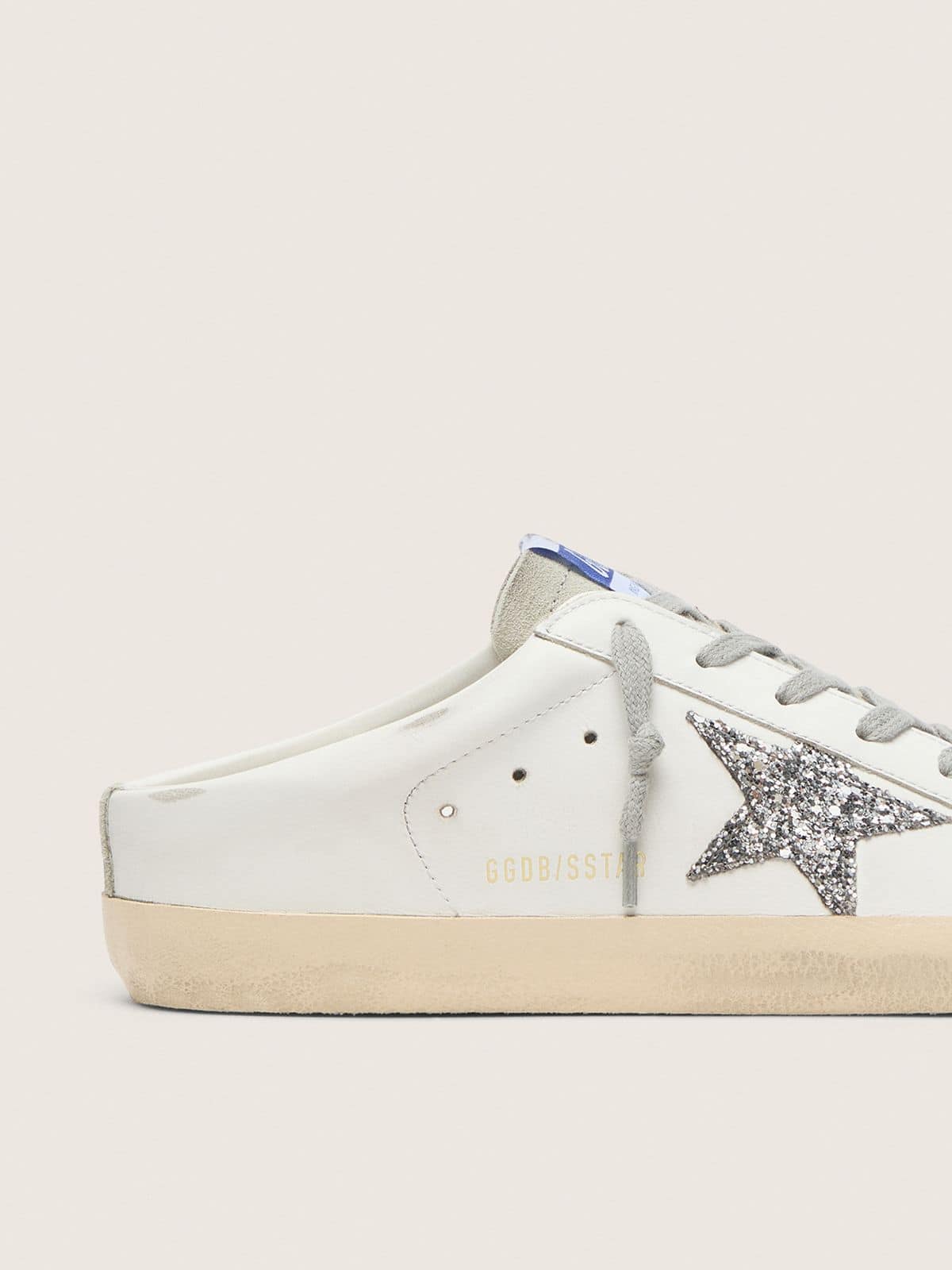 Golden Goose White & Silver Glitter super-Star sabot