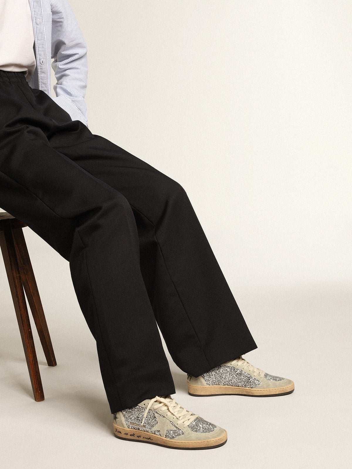 Golden Goose ball-star Silver Glitter Sneakers