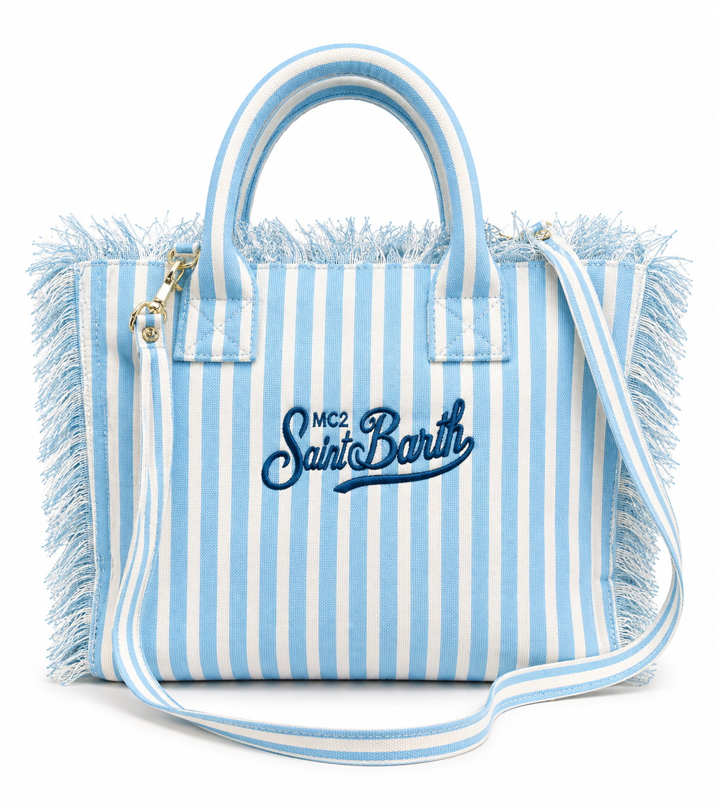Saint Barth Striped Canvas Tote Bag – Blue & White