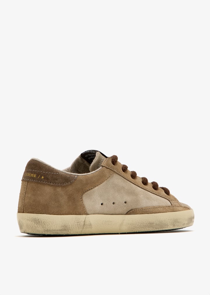 Golden Goose Super-Star Sneakers – Brown Suede & Silver Glitter