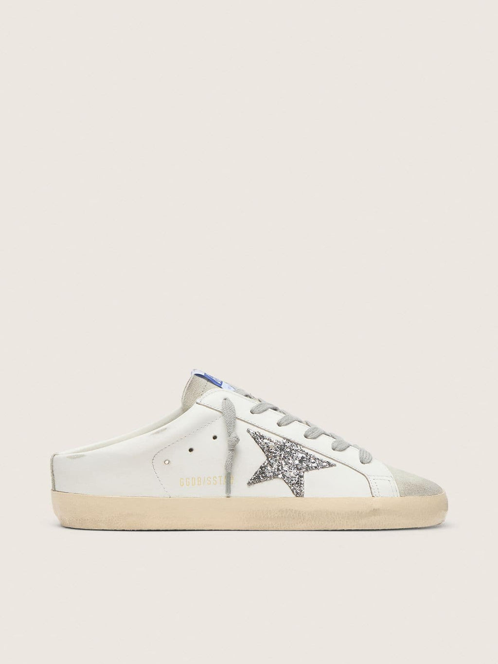 Golden Goose White & Silver Glitter super-Star sabot