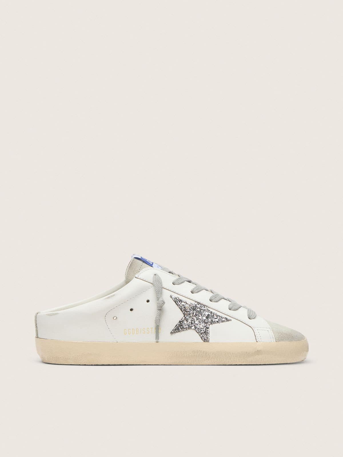 Golden Goose White & Silver Glitter super-Star sabot