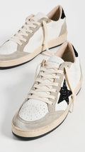 Golden Goose White & Black Glitter Star Sneakers