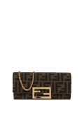 Fendi Wallet On Chain Baguette in Brown FF Jacquard