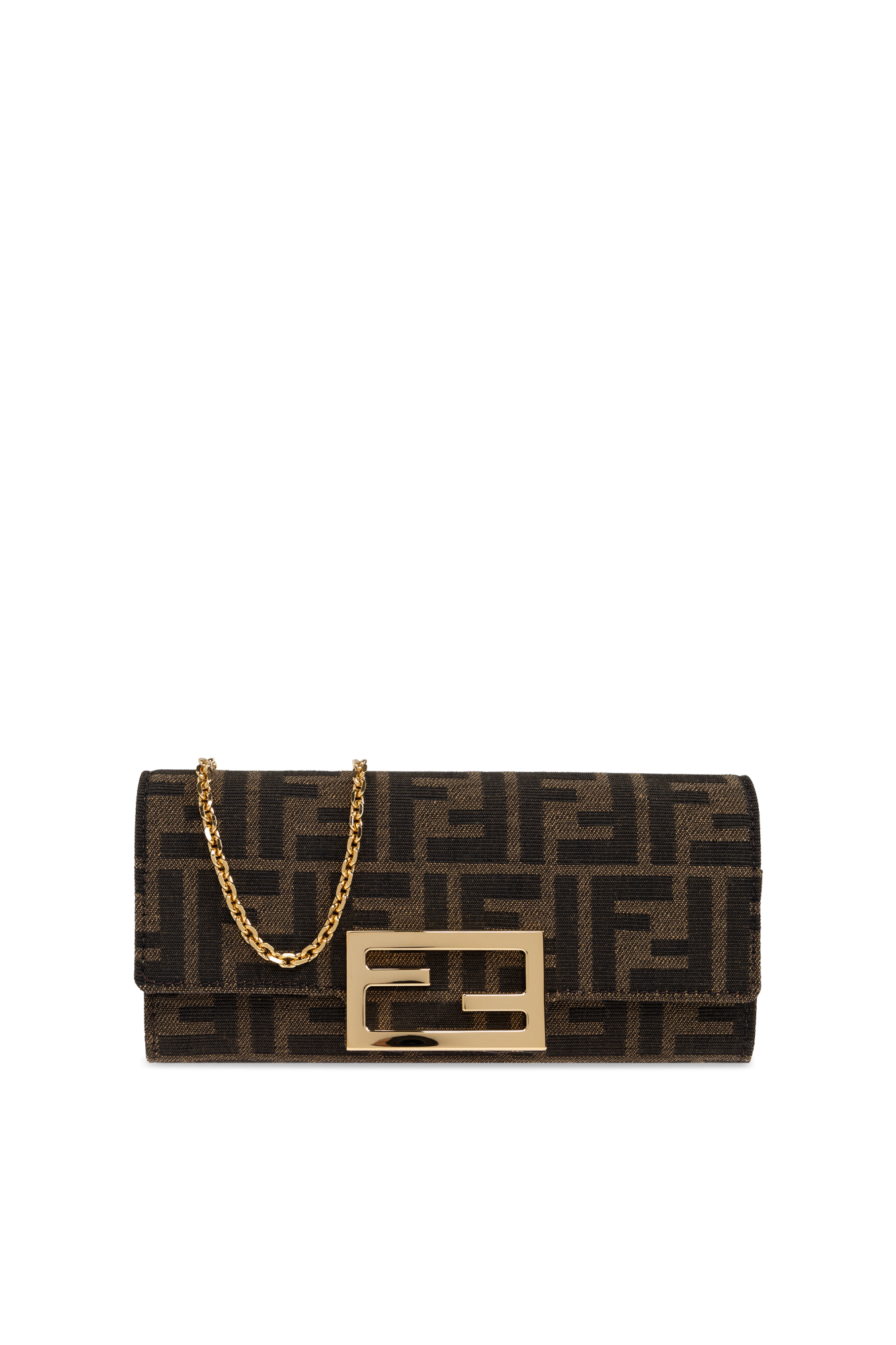 Fendi Wallet On Chain Baguette in Brown FF Jacquard