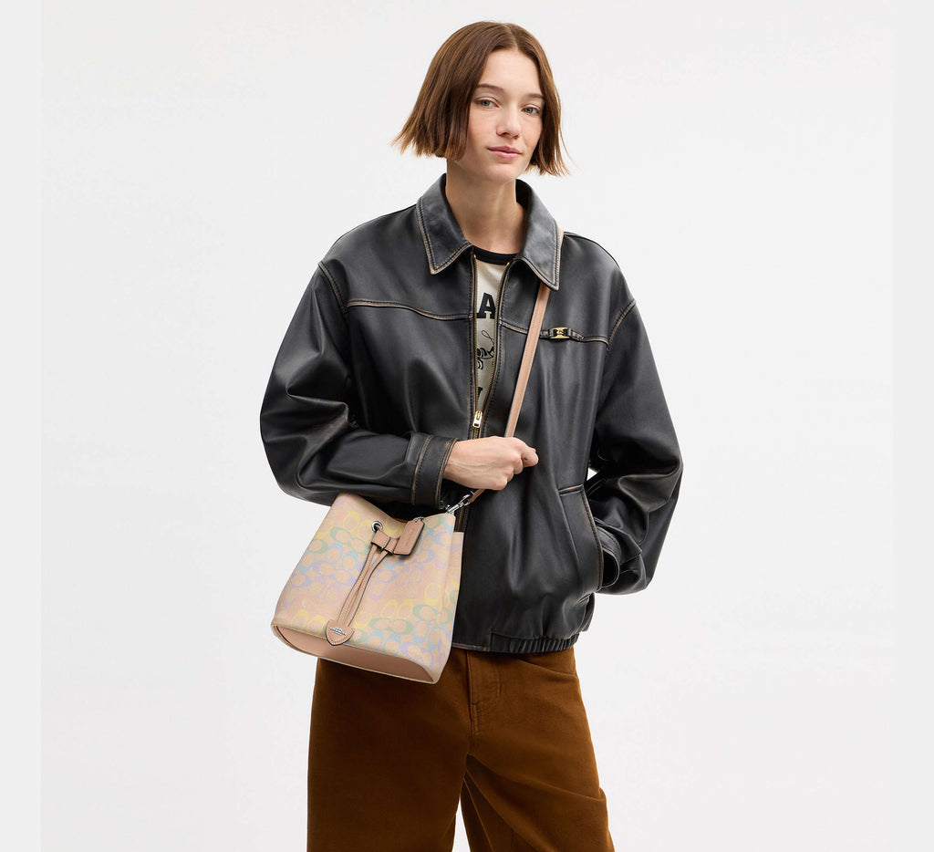 Coach Rowan Bucket Bag in Rainbow Signature Canvas