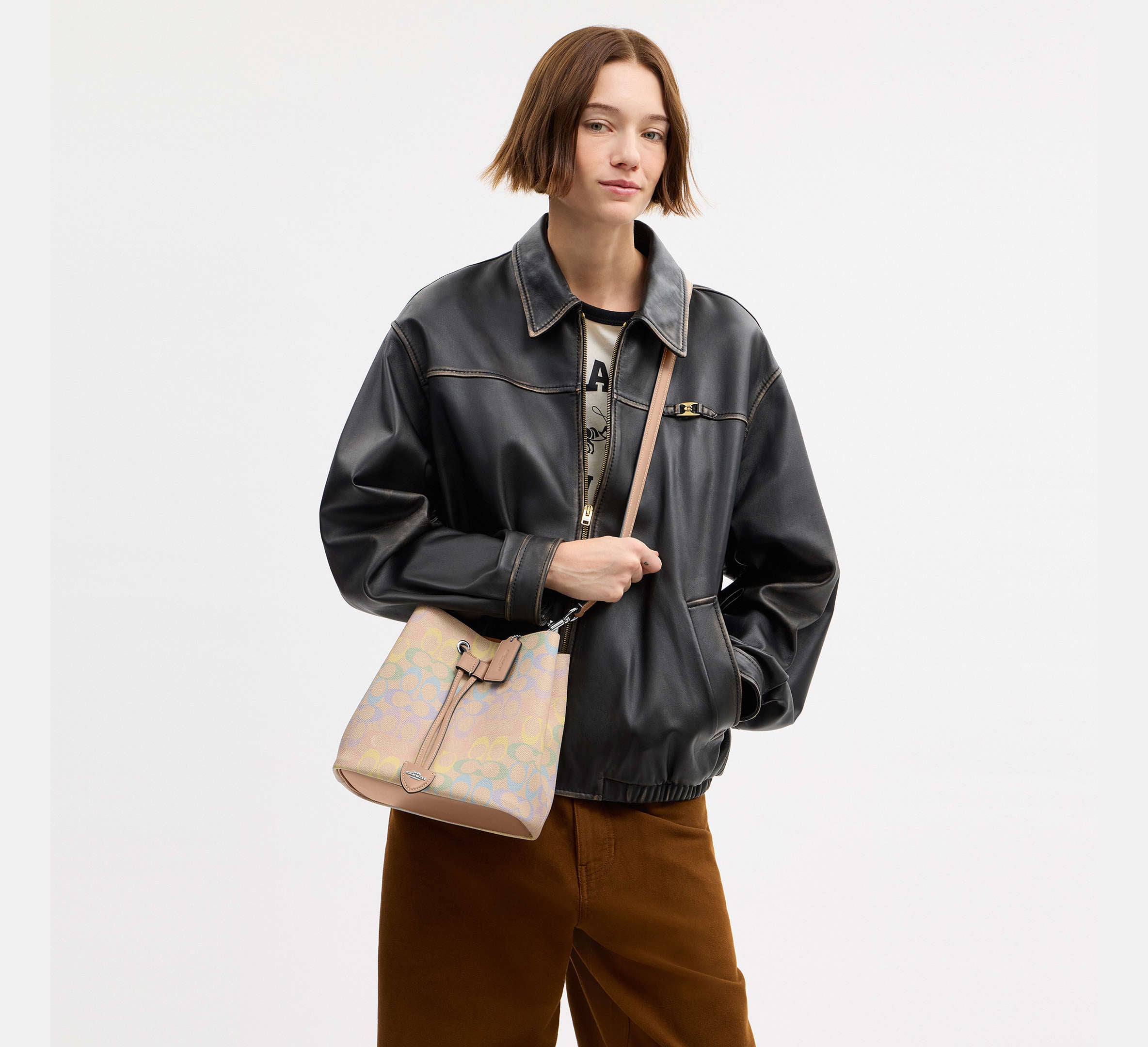 Coach Rowan Bucket Bag in Rainbow Signature Canvas
