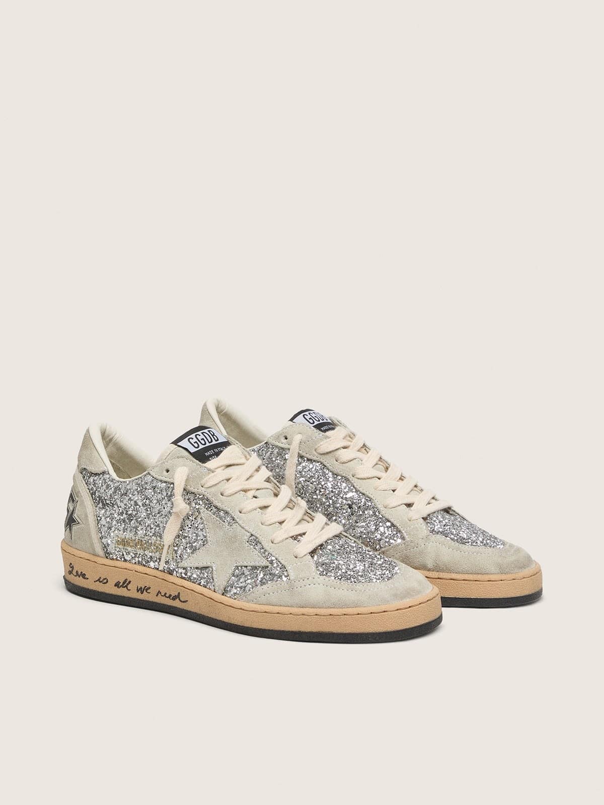 Golden Goose ball-star Silver Glitter Sneakers