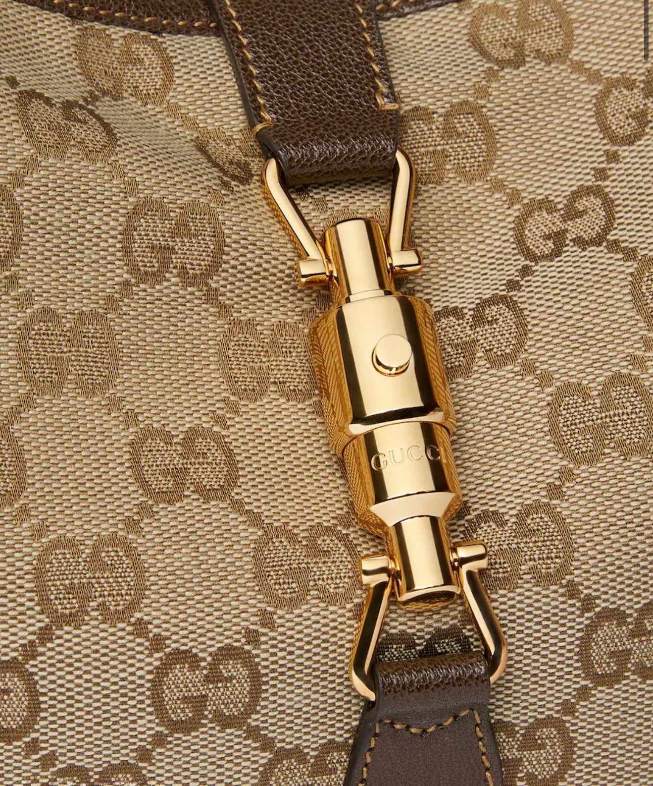 Gucci Jackie 1961 Medium Shoulder Bag in Sand and Dark Brown GG Canvas