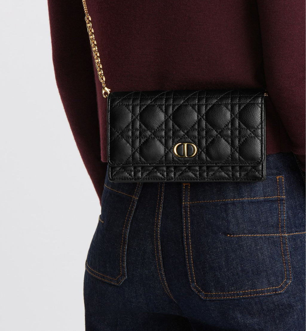 Dior Caro Pouch with Chain – Black