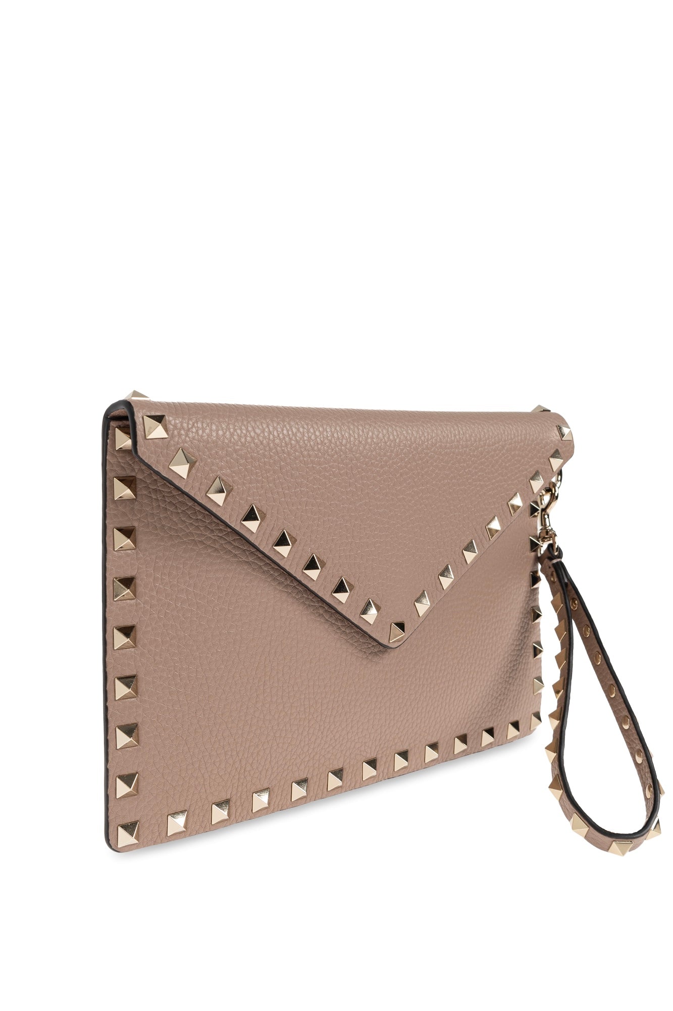 Valentino Garavani Rockstud Grainy Calfskin Pouch – Poudre